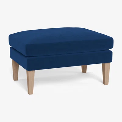 Heal's Heal's Wallis Ottoman Smart Velvet Petrol Black Painted Oak Feet