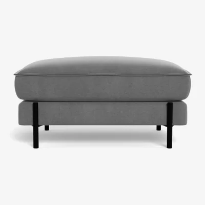Heal's Heal's Tortona Footstool Smart Cotton Linen Indigo Black Feet