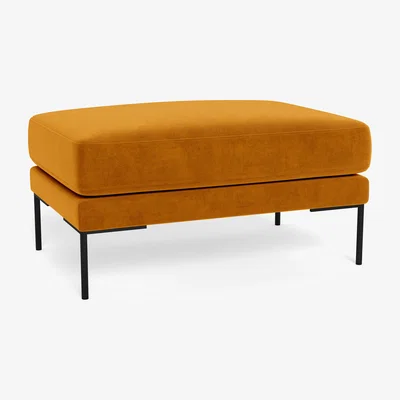 Heal's Heal's Torrington Ottoman Smart Luxe Velvet Cognac Black Feet