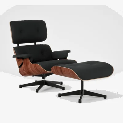 Heal's Vitra Eames Lounge Chair & Ottoman Santos Pal. Classic Calma 10 Dark Grey Polished/Black Base 04