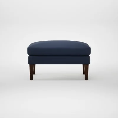 Heal's Heal's Wallis Ottoman Smart Cotton Linen Indigo Walnut Stained Feet