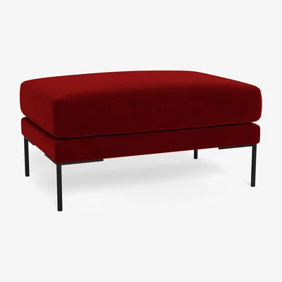 Heal's Heal's Torrington Ottoman Smart Luxe Velvet Mulberry Black Feet