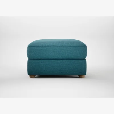 Heal's Heal's Tailor Rectangular Footstool Brushed Cotton Cadet Natural Feet