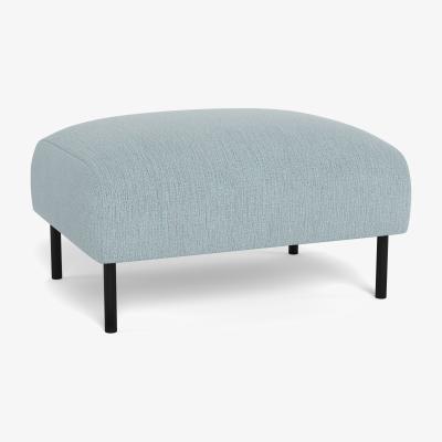 Heal's Heal's Alto Ottoman Smart Linen Mix Duck Egg Black Feet