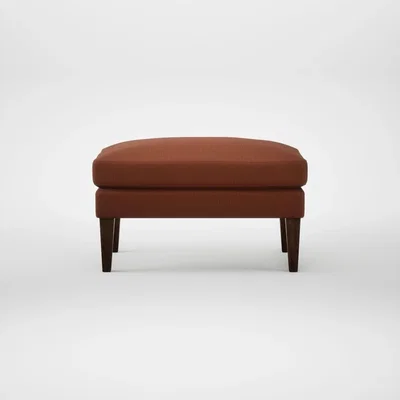 Heal's Heal's Wallis Ottoman Smart Cotton Linen Rust Walnut Stained Feet
