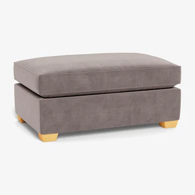 Heal's Heal's Torino Footstool Smart Luxe Velvet Mushroom Black Feet - Heal's UK Furniture