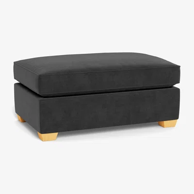 Heal's Heal's Torino Footstool Smart Luxe Velvet Nickel Natural Ash Feet - Heal's UK Furniture