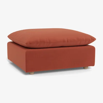 Heal's Heal's Astrid Ottoman Smart Luxe Velvet Tawny Walnut Stained Feet
