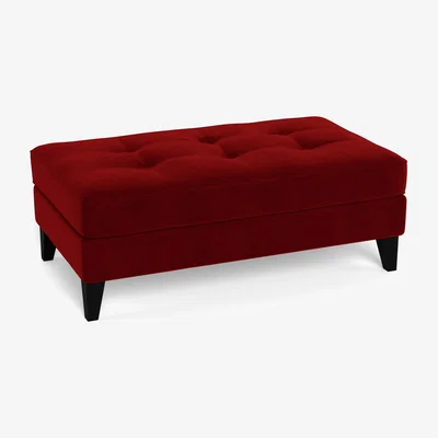 Heal's Heal's Mistral Footstool Smart Luxe Velvet Mulberry Black Feet