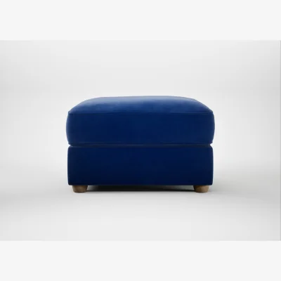 Heal's Heal's Tailor Rectangular Footstool Smart Luxe Velvet Azure Natural Feet