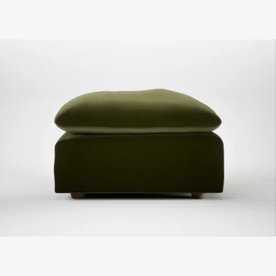 Heal's Heal's Astrid Ottoman Cotton Velvet Evergreen Natural Beech Feet
