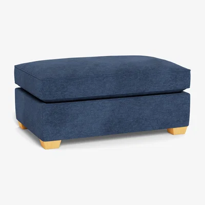 Heal's Heal's Torino Footstool Broad Weave Lagoon Black Feet - Heal's UK Furniture