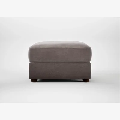 Heal's Heal's Tailor Rectangular Footstool Smart Luxe Velvet Mushroom Walnut Stained Feet