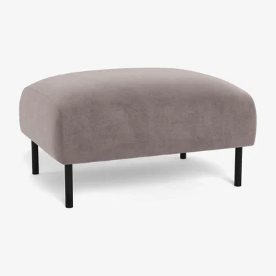 Heal's Heal's Alto Ottoman Smart Luxe Velvet Mushroom Black Feet