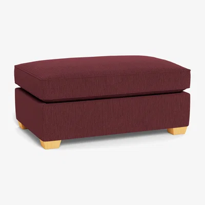 Heal's Heal's Torino Footstool Smart Linen Mix Maroon Natural Ash Feet - Heal's UK Furniture