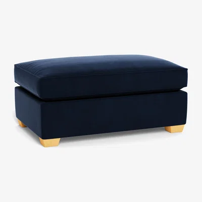 Heal's Heal's Torino Footstool Smart Velvet Dusk Black Feet - Heal's UK Furniture