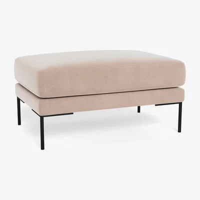 Heal's Heal's Torrington Ottoman Smart Velvet Pebble Black Feet