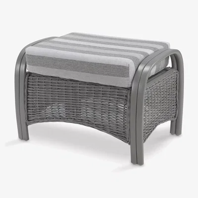 John Lewis Desser Turin Rattan Striped Footstool, Duke Grey