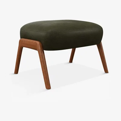 John Lewis John Lewis Hendricks Leather Footstool, Dark Leg
