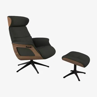 John Lewis Flexlux Clement Relax Recliner Chair and Footstool, Black Leg