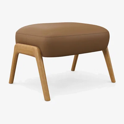 John Lewis John Lewis Hendricks Leather Footstool, Light Leg