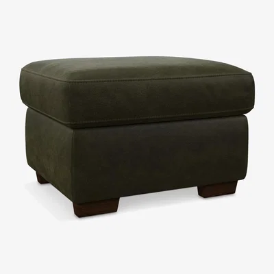 John Lewis John Lewis Camden Leather Footstool, Dark Leg