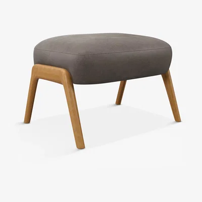 John Lewis John Lewis Hendricks Leather Footstool, Light Leg