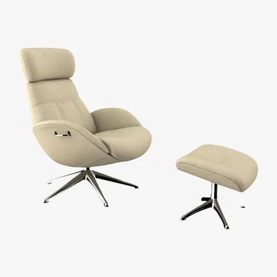 John Lewis Flexlux Elegant Relax Recliner Chair and Footstool, Polished Aluminium Leg