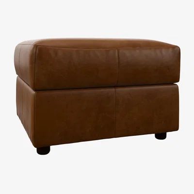 John Lewis John Lewis Oliver Leather Footstool, Dark Leg