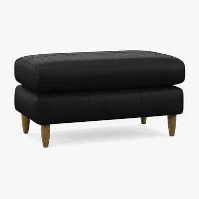 John Lewis John Lewis Bailey II Leather Footstool, Light Leg