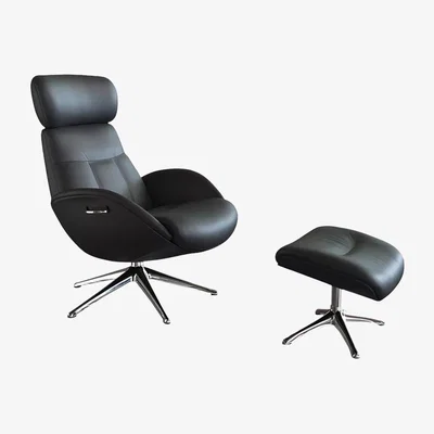 John Lewis Flexlux Elegant Relax Recliner Chair and Footstool, Polished Aluminium Leg
