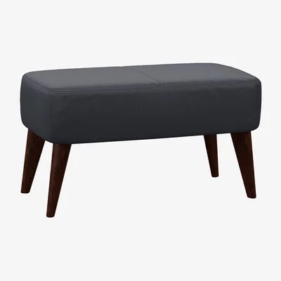 John Lewis John Lewis Bergen Leather Footstool, Dark Leg