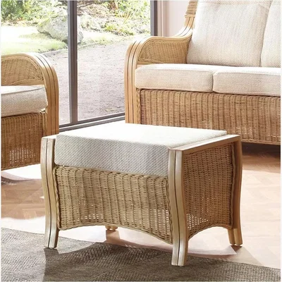 John Lewis Desser Opera Rattan Footstool, Light Oak/Jasper