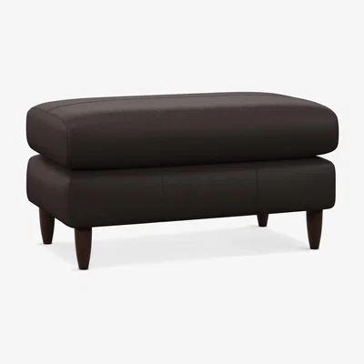 John Lewis John Lewis Bailey II Leather Footstool, Dark Leg