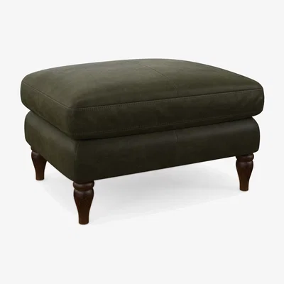 John Lewis John Lewis Camber Leather Footstool, Dark Leg