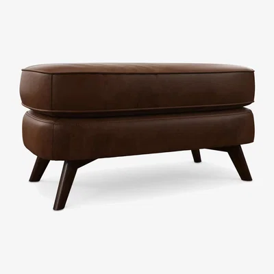 John Lewis John Lewis Barbican Leather Footstool, Dark Leg