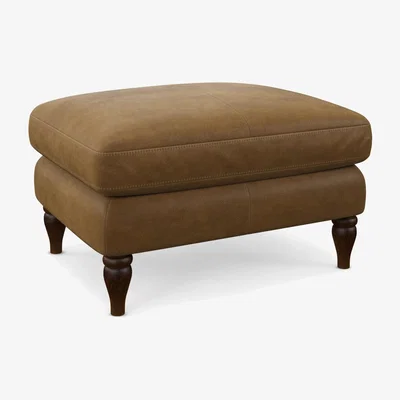 John Lewis John Lewis Camber Leather Footstool, Dark Leg