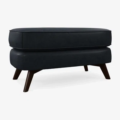 John Lewis John Lewis Barbican Leather Footstool, Dark Leg