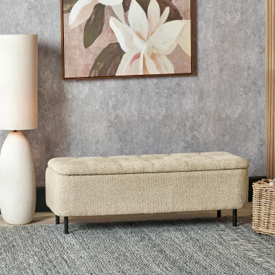 La Redoute Evi Chenille Buttoned Storage Ottoman Bench
