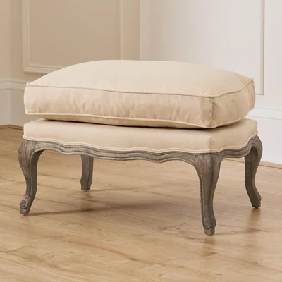 La Redoute Florence Linen Blend Footstool with Silver Oak Frame