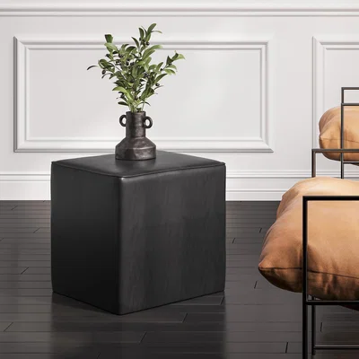 La Redoute Brunella Faux Leather Square Pouffe
