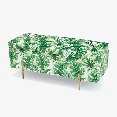 La Redoute Palm Print Velvet Storage Ottoman