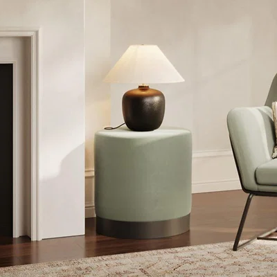 La Redoute Large Velvet Round Pouffe