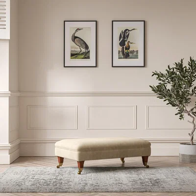 La Redoute Emeline Soft Brushed Footstool with Antique Castor Legs
