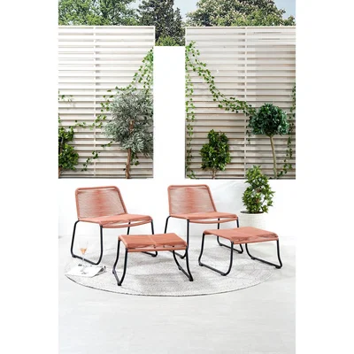 La Redoute Set of 2 Garden Chair & Footstool Sets Terracotta