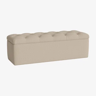 Loaf Button Top Ottoman Storage Bench