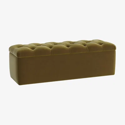 Loaf Button Top Ottoman Storage Bench