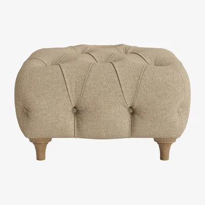 Loaf Treacle Footstool, Med Sqre (Wooden Spoon Clever Slubby Linen)