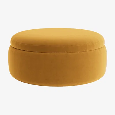 Loaf Pot Pie Footstool, Med Rnd (Butterscotch Clever Velvet)
