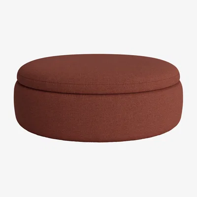 Loaf Pot Pie Footstool, Xl Rnd (Brick Dust Clever Slubby Linen)